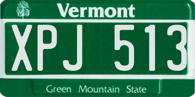 VT license plate XPJ513