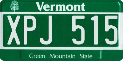 VT license plate XPJ515