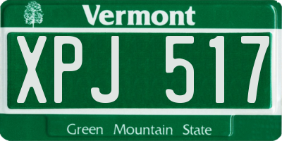 VT license plate XPJ517