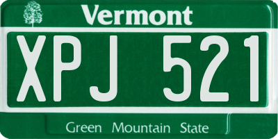 VT license plate XPJ521