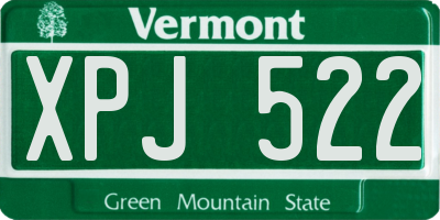 VT license plate XPJ522