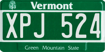 VT license plate XPJ524