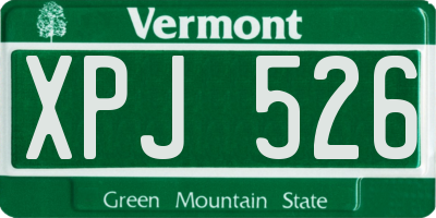VT license plate XPJ526