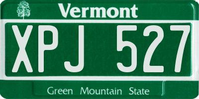 VT license plate XPJ527