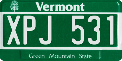VT license plate XPJ531