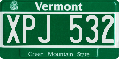 VT license plate XPJ532