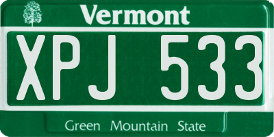VT license plate XPJ533