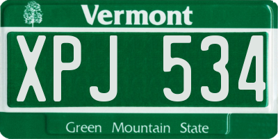 VT license plate XPJ534