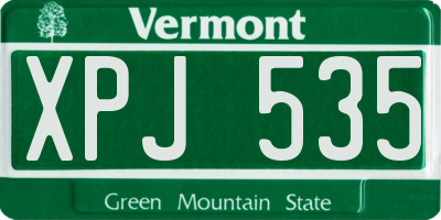 VT license plate XPJ535