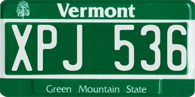VT license plate XPJ536