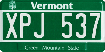 VT license plate XPJ537