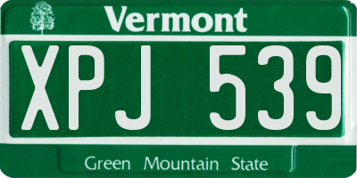VT license plate XPJ539