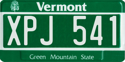 VT license plate XPJ541