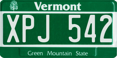 VT license plate XPJ542