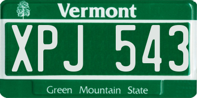 VT license plate XPJ543
