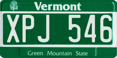 VT license plate XPJ546