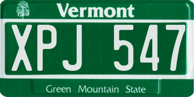 VT license plate XPJ547