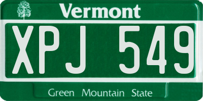 VT license plate XPJ549
