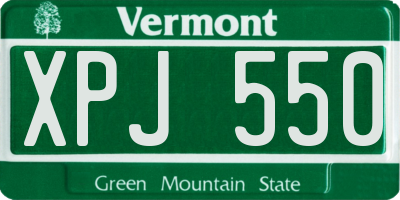 VT license plate XPJ550