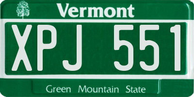 VT license plate XPJ551