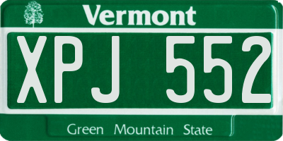 VT license plate XPJ552