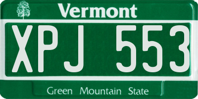 VT license plate XPJ553