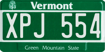 VT license plate XPJ554
