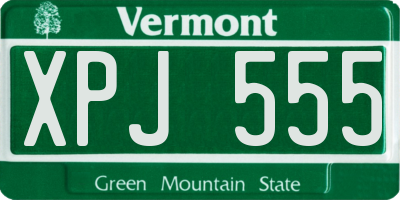 VT license plate XPJ555