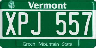 VT license plate XPJ557