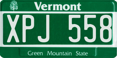 VT license plate XPJ558