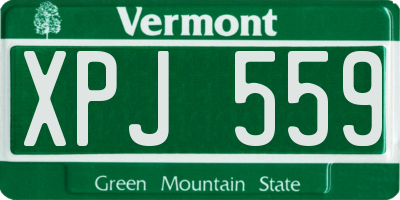VT license plate XPJ559
