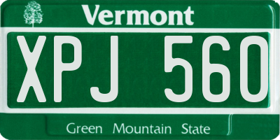 VT license plate XPJ560