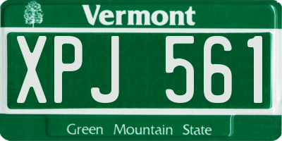 VT license plate XPJ561