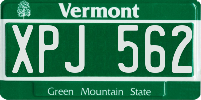 VT license plate XPJ562