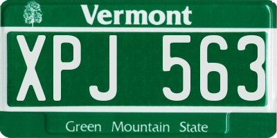 VT license plate XPJ563
