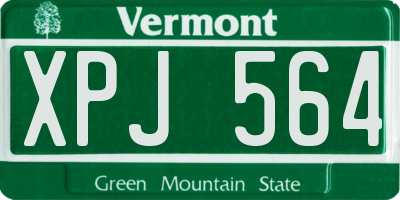 VT license plate XPJ564