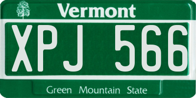 VT license plate XPJ566