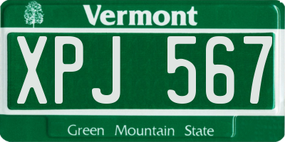 VT license plate XPJ567