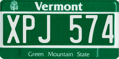 VT license plate XPJ574