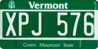 VT license plate XPJ576