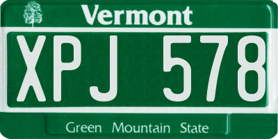 VT license plate XPJ578