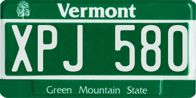 VT license plate XPJ580