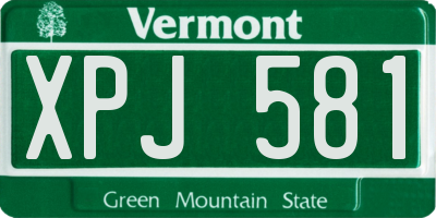 VT license plate XPJ581
