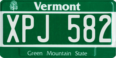 VT license plate XPJ582