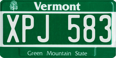 VT license plate XPJ583