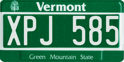 VT license plate XPJ585