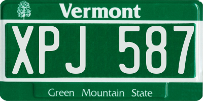 VT license plate XPJ587