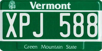 VT license plate XPJ588
