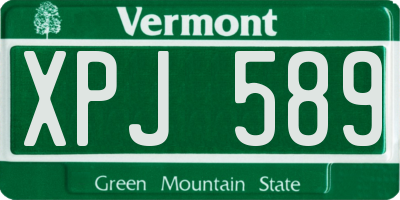VT license plate XPJ589