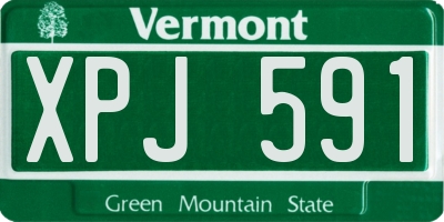 VT license plate XPJ591